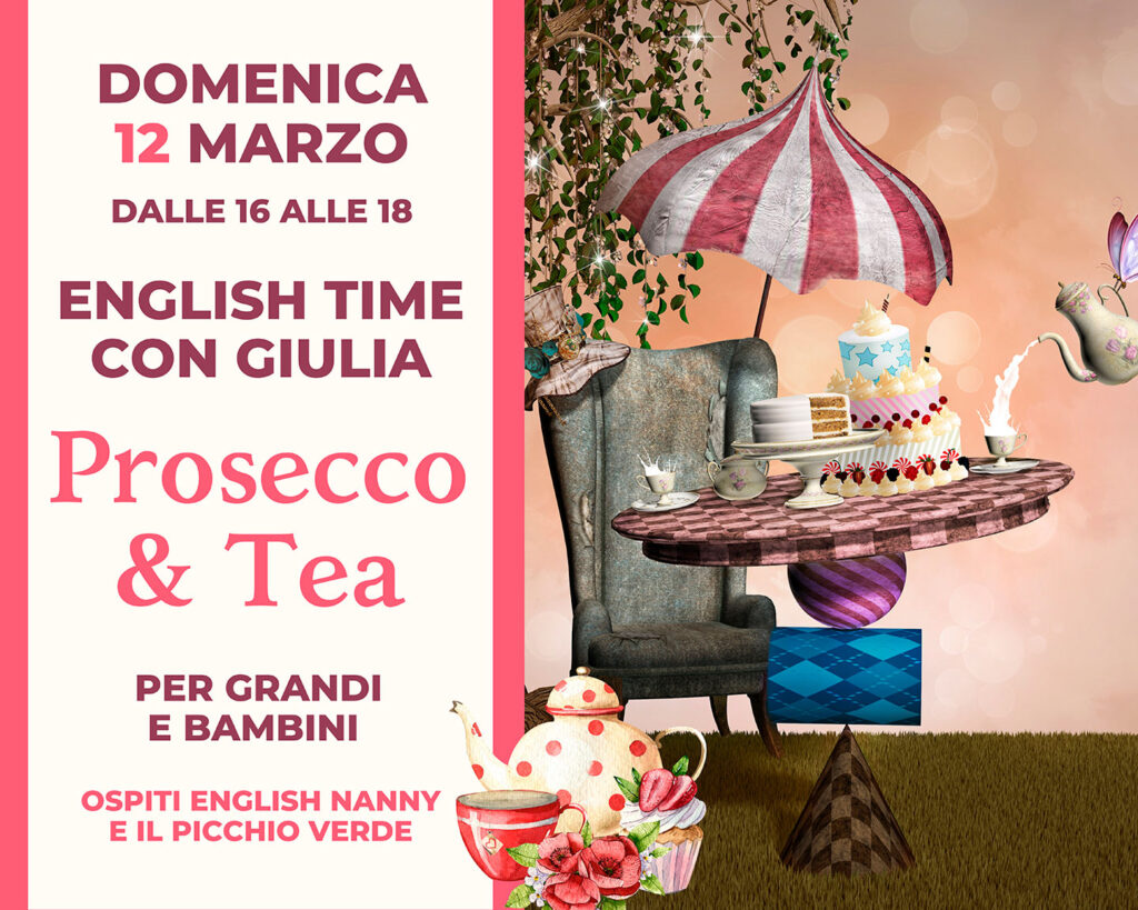 ENGLISH TIME CON GIULIA
Un appuntamento per grandi e bambini, una merenda e aperitivo a tema inglese.
Domenica 12 marzo dalle 16 alle 18